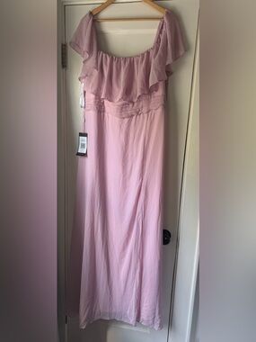 Ever Pretty NWT Blush Pink Off-Shoulder Ruffle Maxi Dress Size 20
